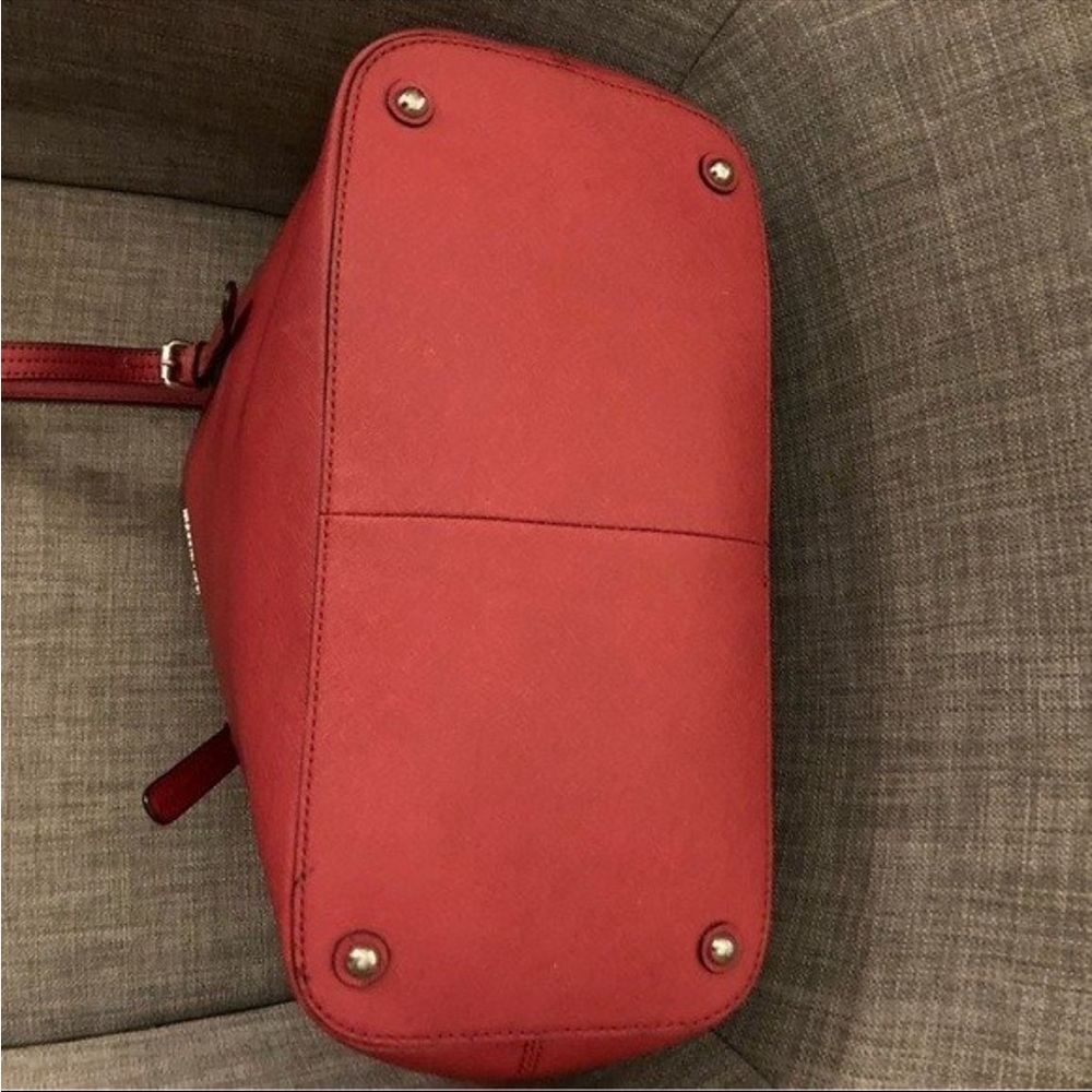 Calvin Klein Red Leather Tote with Dual Straps - Picture 3 of 10